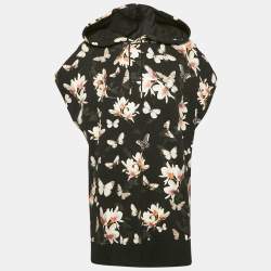 Givenchy Black Floral Print Cotton Sleeveless Hoodie M