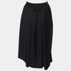 Givenchy Black Polyester Pleated Asymmetric Midi Skirt S
