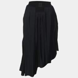 Givenchy Black Polyester Pleated Asymmetric Midi Skirt S