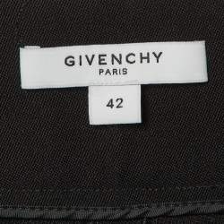 Givenchy Black Wool Pleated Button Hem Detail Pants L