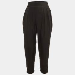 Givenchy Black Wool Pleated Button Hem Detail Pants L