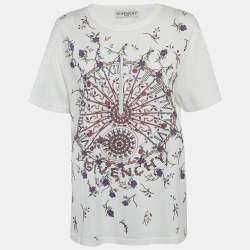 Givenchy White Floral Print Jersey Beaded T-Shirt S