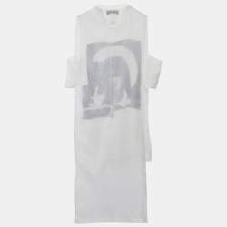 Givenchy Off White Printed Silk High Low Hem Pullover XXS