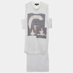Givenchy Off White Printed Silk High Low Hem Pullover XXS