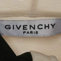 Givenchy Off- White Silk Chiffon Contrast Neck Tie Detail Shirt M