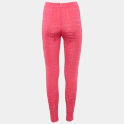 Pre Owned Givenchy Pink Monogram Jacquard Knit Leggings XS