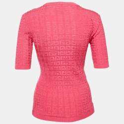 Givenchy Pink Monogram Jacquard Knit Crewneck Top S