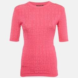 Givenchy Pink Monogram Jacquard Knit Crewneck Top S