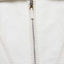 Pre Owned Givenchy Off-White Leather Braided Detail Sleeveless Jacket S