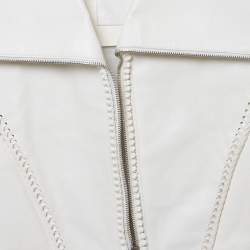 Pre Owned Givenchy Off-White Leather Braided Detail Sleeveless Jacket S