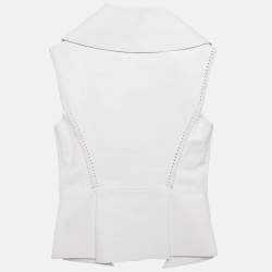 Pre Owned Givenchy Off-White Leather Braided Detail Sleeveless Jacket S