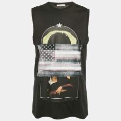 Pre Owned Givenchy Black Printed Jersey Sleeveless T-Shirt M