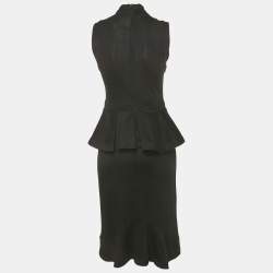 Pre Owned Givenchy Black Jersey Ruffled Midi Dress L