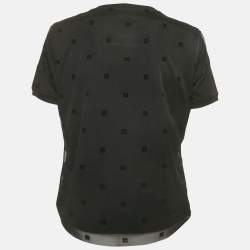 Pre Owned Givenchy Black Monogram Mesh and Jersey Layered T-Shirt XL