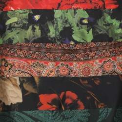Pre Owned Givenchy Multicolor Silk Floral Print Zip Trim Skirt M