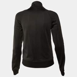 Pre Owned Givenchy Black Jersey Logo Print Zip-Up High Neck Jacket S