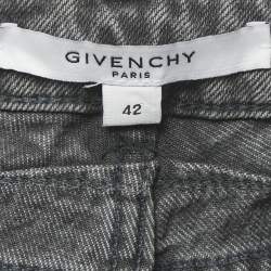 Pre Owned Givenchy Grey Distressed Denim Straight Leg Jeans L Waist 32"
