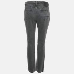 Pre Owned Givenchy Grey Distressed Denim Straight Leg Jeans L Waist 32"