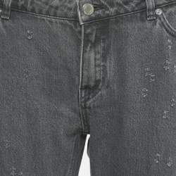 Pre Owned Givenchy Grey Distressed Denim Straight Leg Jeans L Waist 32"