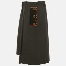 Pre Owned Givenchy Black Velvet Trim Gabardine Shorts L