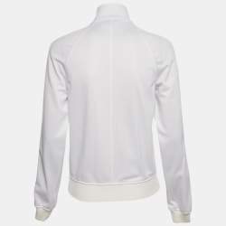 Pre Owned Givenchy White Logo Detail Jersey Zip-Up Jacket S