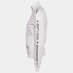 Pre Owned Givenchy White Logo Detail Jersey Zip-Up Jacket S