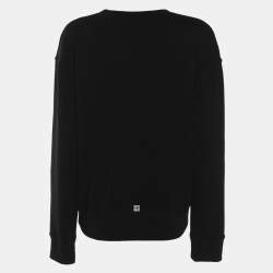 Pre Owned Givenchy Black Knit Logo Print Sweatshirt S