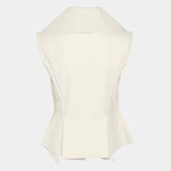Pre Owned Givenchy Cream Leather Braided Detail Sleeveless Jacket S