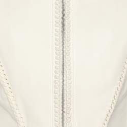 Pre Owned Givenchy Cream Leather Braided Detail Sleeveless Jacket S
