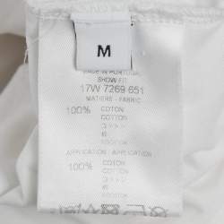 Pre Owned Givenchy White Printed Cotton Color-Block Raglan Sleeve T-Shirt Dress M