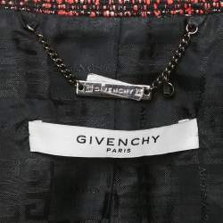 Pre Owned Givenchy Black /Red Tweed Double Breasted Open Front Blazer M