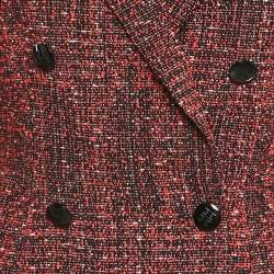 Pre Owned Givenchy Black /Red Tweed Double Breasted Open Front Blazer M