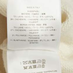 Pre Owned Givenchy Cream Logo Intarsia Wool & Cashmere Cold Shoulder Sweater S