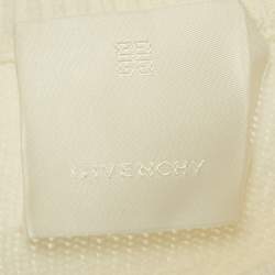 Pre Owned Givenchy Cream Logo Intarsia Wool & Cashmere Cold Shoulder Sweater S