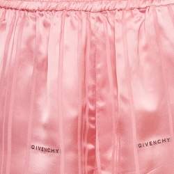Pre Owned Givenchy Pink Logo Patterned Satin Shorts S
