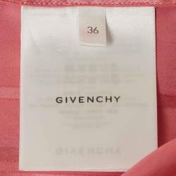 Pre Owned توب جيفنشي حرير ساتان بنمط شعار وردي بأكمام طويلة مقاس صغير (سمول)