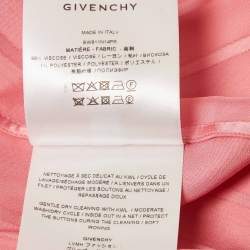 Pre Owned توب جيفنشي حرير ساتان بنمط شعار وردي بأكمام طويلة مقاس صغير (سمول)