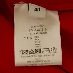 Pre Owned Givenchy Red Silk Neck Drape Detail Maxi Dress M 