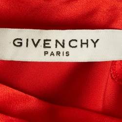 Pre Owned Givenchy Red Silk Neck Drape Detail Maxi Dress M 