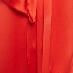 Pre Owned Givenchy Red Silk Neck Drape Detail Maxi Dress M 