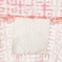 Pre Owned Givenchy Pink/White Mesh Velvet 4G Turtleneck Top M