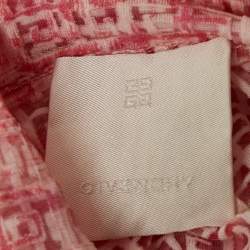 Pre Owned Givenchy Pink/White Mesh Velvet 4G Turtleneck Top M