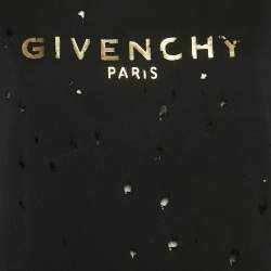 Pre Owned Givenchy Black Logo Print Cotton Distressed Crewneck T-Shirt XS