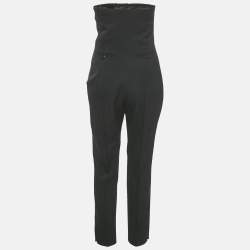 مملوكة مسبقًا جمبسوت جيفنشي كريب أسود بتفاصيل شريط بلا حمالات مقاس متوسط (ميديم)