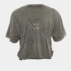 مملوكة مسبقًا تي شيرت جيفنشي قطن بزر شعار رمادي كبير الحجم قصير مقاس صغير (سمول)