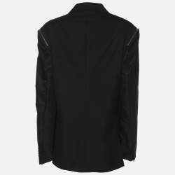 Pre Owned Givenchy Black Wool and Nylon Zip Detail Single Breasted Blazer XXXL