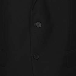 Pre Owned Givenchy Black Wool and Nylon Zip Detail Single Breasted Blazer XXXL