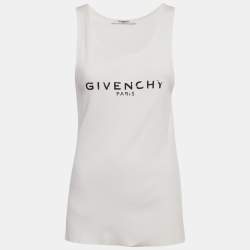 Pre Owned Givenchy White Printed Rib Knit Tank Top S