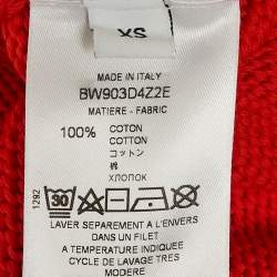 Pre Owned Givenchy Red Logo Intarsia Rin Knit Oversized Sweater XS