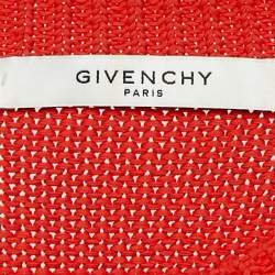 Pre Owned Givenchy Red Logo Intarsia Rin Knit Oversized Sweater XS